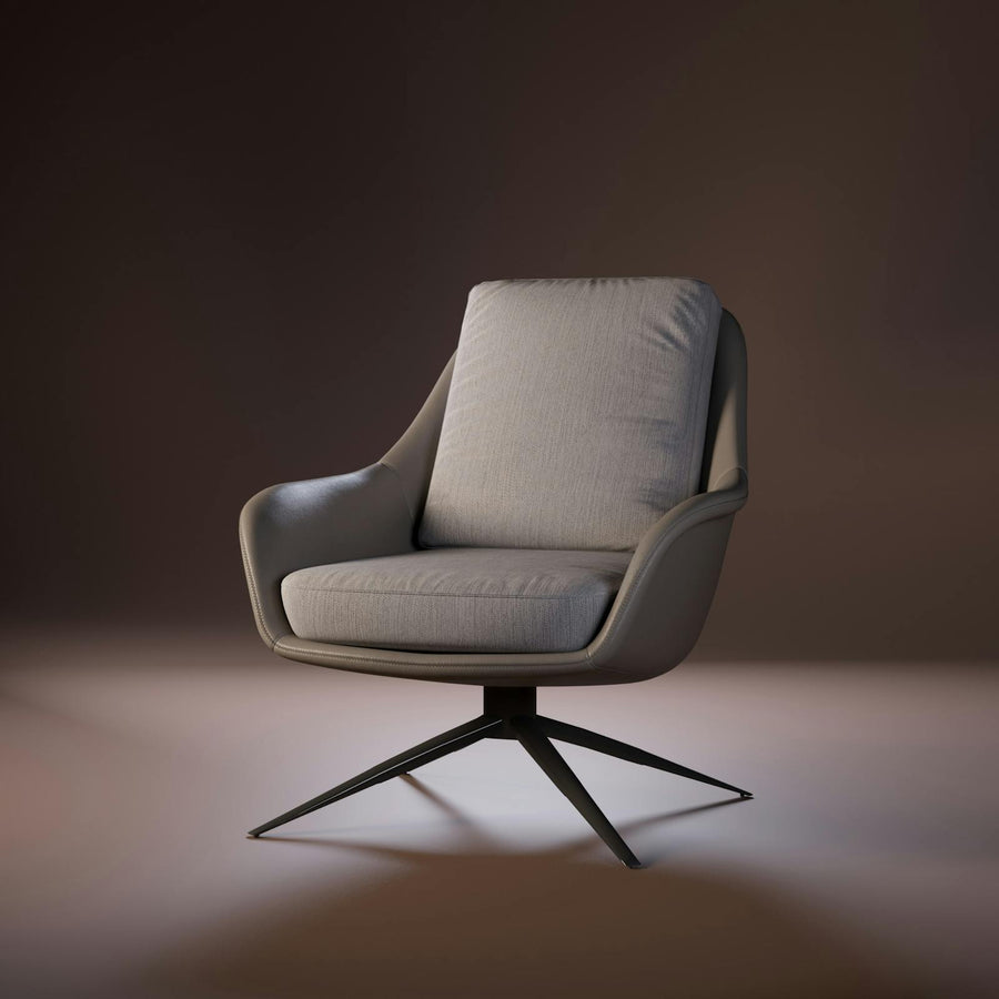 Sillón giratorio moderno en sala contemporánea