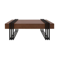 Mesa de centro Color Nogal en Estructura en Metal con Chapa de Encino  Frente 110 cm Alto 45 cm Fondo 70 cm