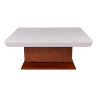 Mesa de Centro Mond Color Cerezo en Chapa de Caoba con Cubierta de mármol Belagio Frente 100 cm Alto 43 cm Fondo 100 cm