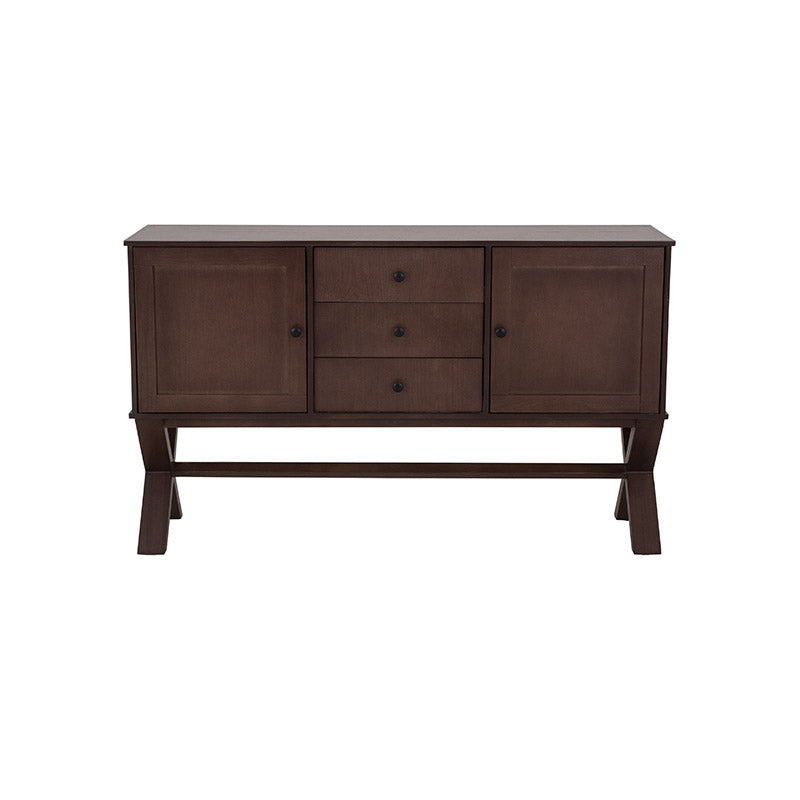 Buffet Ikaro de deurope.com.mx con acabado en madera clara y puertas de almacenamiento, diseño moderno y funcional.