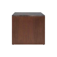 Mesa Lateral Berne Color Nogal / Gris en Chapa de nogal con Cubierta de mármol Santo Tomas 01