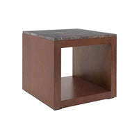 Mesa Lateral Berne Color Nogal / Gris en Chapa de nogal con Cubierta de mármol Santo Tomas 04