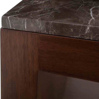 Mesa Lateral Berne Color Nogal / Gris en Chapa de nogal con Cubierta de mármol Santo Tomas 06