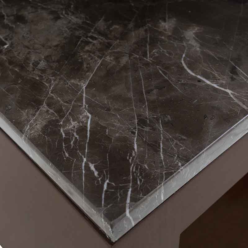 Mesa Lateral Berne Color Nogal / Gris en Chapa de nogal con Cubierta de mármol Santo Tomas 07