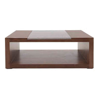 Mesa de centro Berne Chapa de nogal con placa de mármol Santo Tomás Frente 120 cm Alto 45 cm Fondo 80 cm