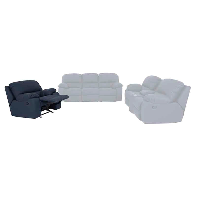 Sala Enzo III Sillón Individual Color Azul cobalto en Piel y Leather Touch Frente 105 cm Alto 97 cm Fondo 100 cm