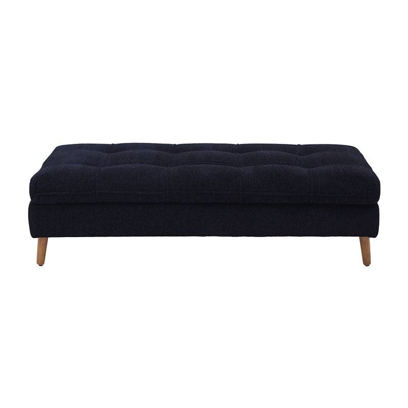 Juego de sala Eugenia 3 piezas con bancas negras, tela afelpada y estructura de madera de pino, incluye taburete.