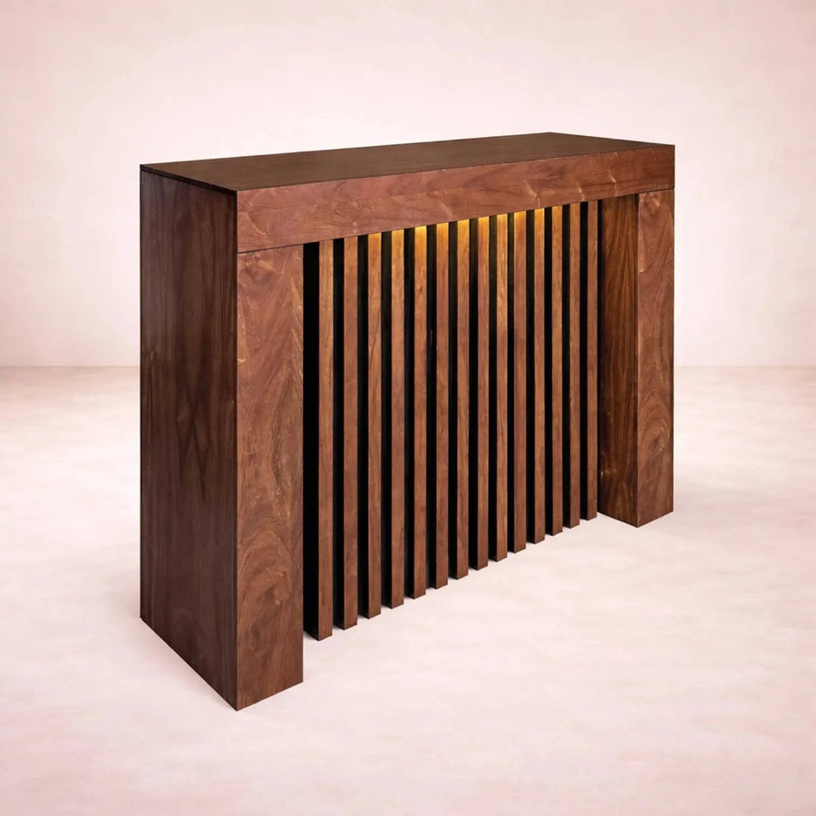Barra de madera Bourbon de tamaño medio, perfecta para bares y mobiliario, de la marca deurope.com.mx en color natural