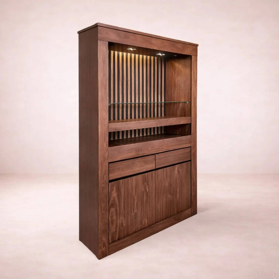 Contrabarra de madera bourbon de Deurope.com.mx, resistente y elegante para barras y mobiliario.