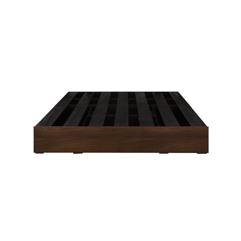 Base de cama Mariota de tamaño king en color café parota, estructura sólida y moderna para dormitorio elegante.