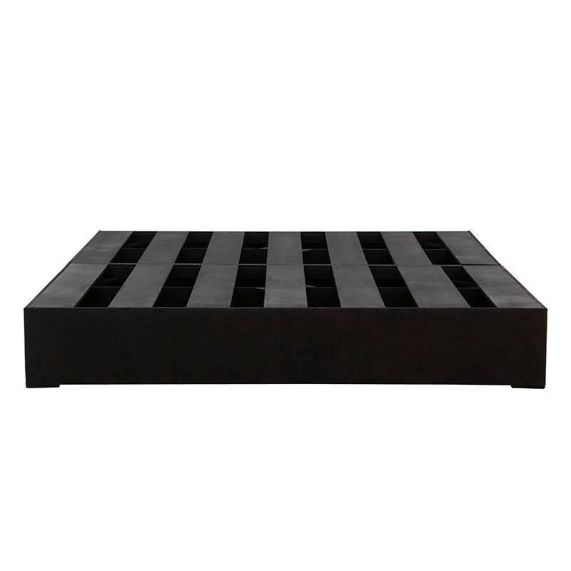 Base de cama Lazy de Deurope en color negro y madera de pino, con tapiz de tela, dimensiones 190x100x30 cm.