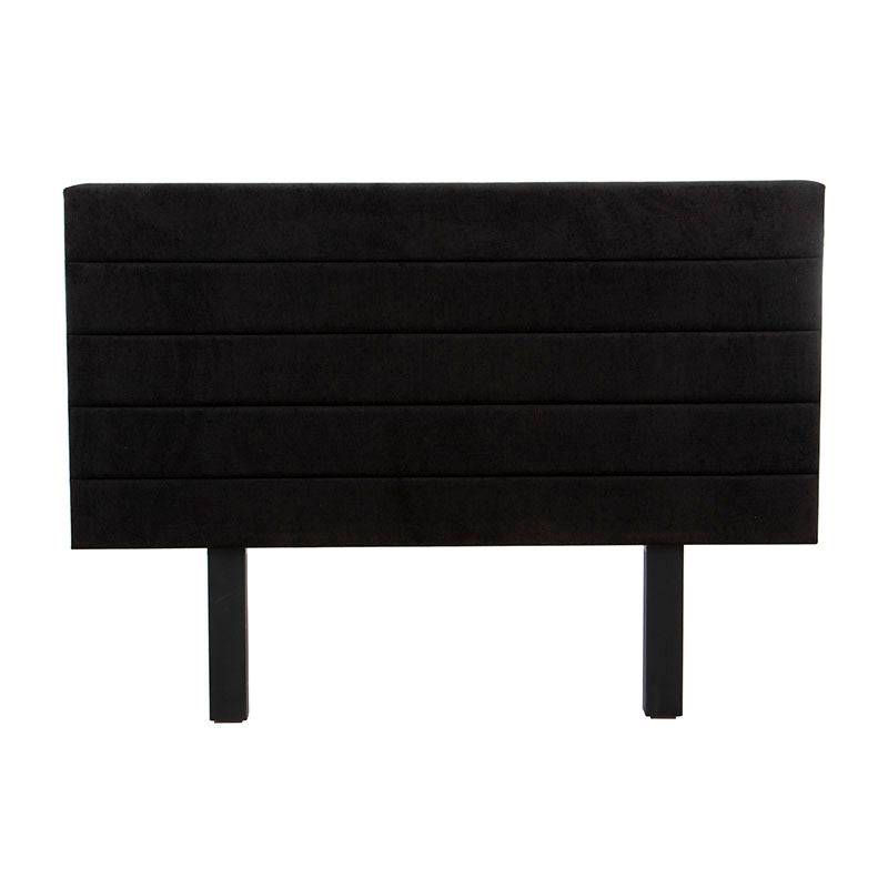 Cabecera Lazy de tapiz negro de 110 cm de ancho y 150 cm de alto, con diseño simple y elegante para dormitorio.