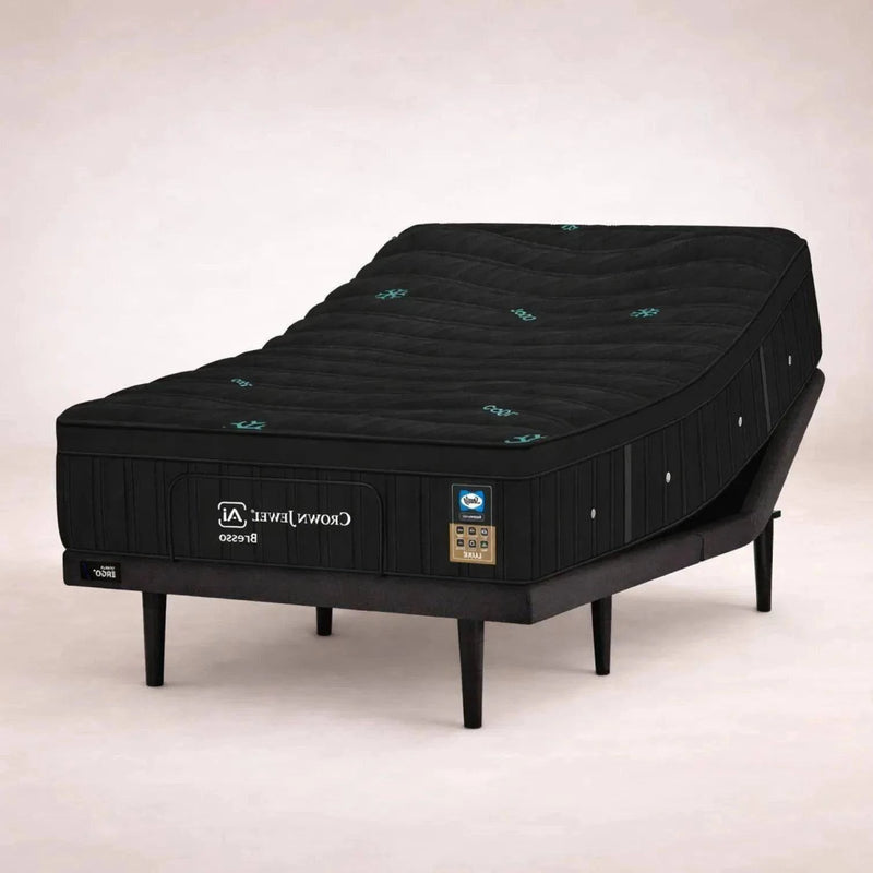 Colchón con base eléctrica Bresso King Size, tejido de punto antibacteriano y antiácaros, con dimensiones de 193x203x65 cm.