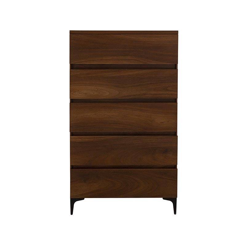 Cómoda Mariota de color café con acabado en madera, diseñada por deurope.com.mx, mostrando sus cajones y detalles de la estructura