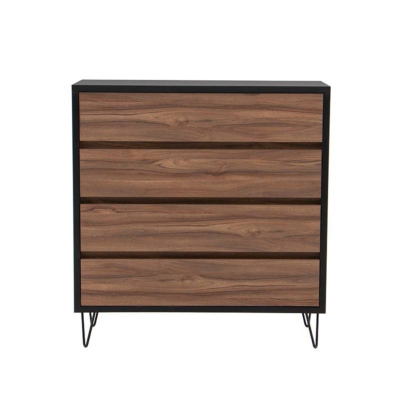 Comoda Lazy de Deurope en color negro nogal, estructura de melamina con 3 cajones, medidas 100x40x105 cm, moderna y funcional.