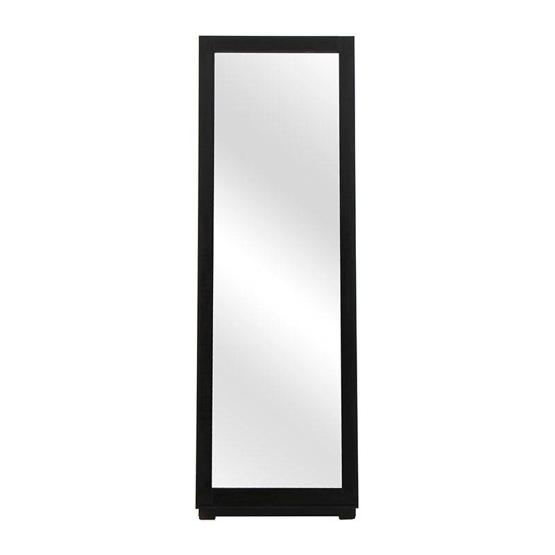 Espejo de pie negro Lazy de deurope.com.mx con estructura de melamina, tamaño 60x180x40 cm y espejo frontal.