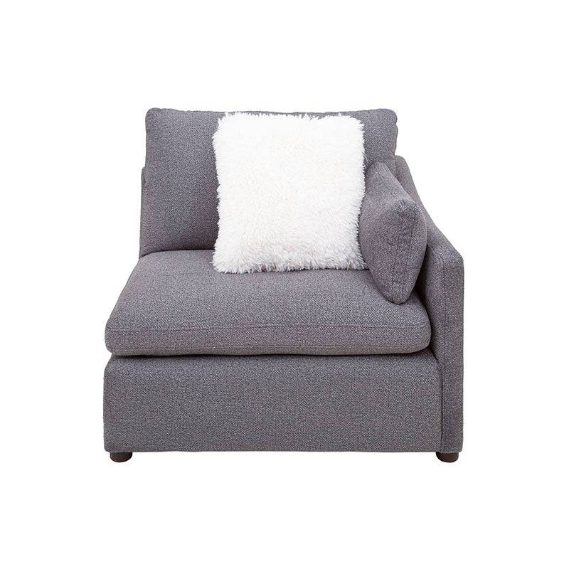 Módulo de sala lateral derecho Francesca en gris oscuro, tapizado en tela, con dimensiones de 102x88x93 cm, deurope.com.mx