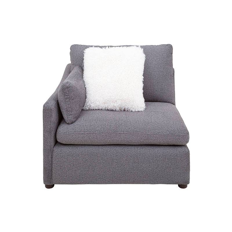 Juego de sala Francesca de 6 piezas en tela gris oscuro, sofá y sillones con estructura de madera y cojines acolchados.