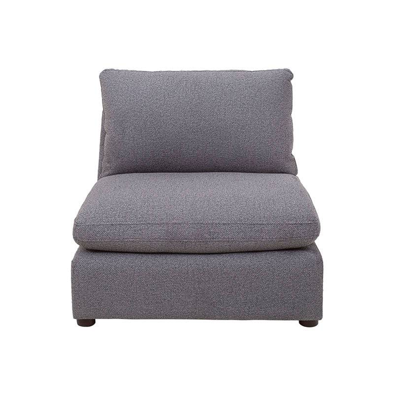 Sillón central de la sala Francesca deurope.com.mx en gris oscuro, tejido plano con textura afelpada, dimensiones 86x88x93 cm