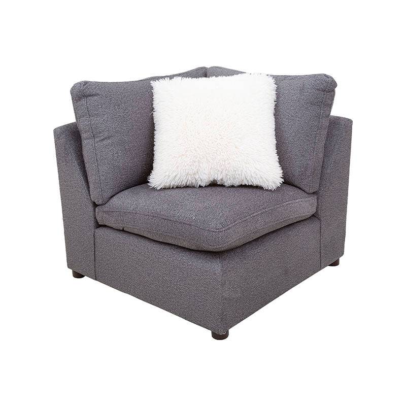 Módulo de sala esquinero Francesca en gris oscuro con textura afelpada, tejido plano, tamaño 93x88x93 cm, de europea.com.mx