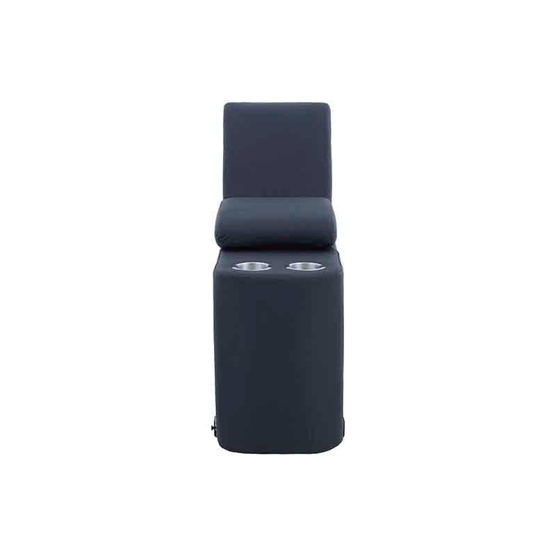 Sala Enzo III de Deurope en color azul cobalto, con estructura de piel y leather touch, vista frontal, 85 cm de ancho.