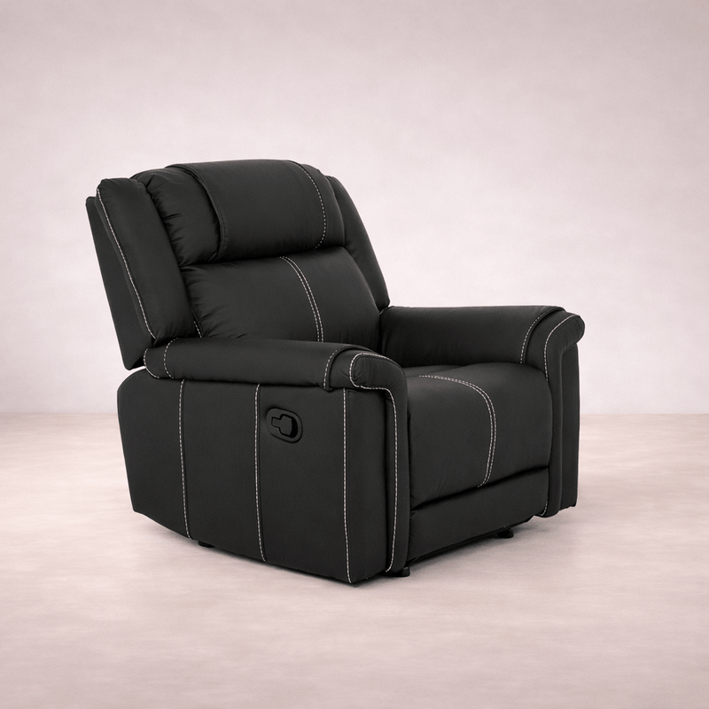 Sillón reclinable negro Imperial de Deurope.com.mx, asiento cómodo y respaldo ajustable para descanso y relax.