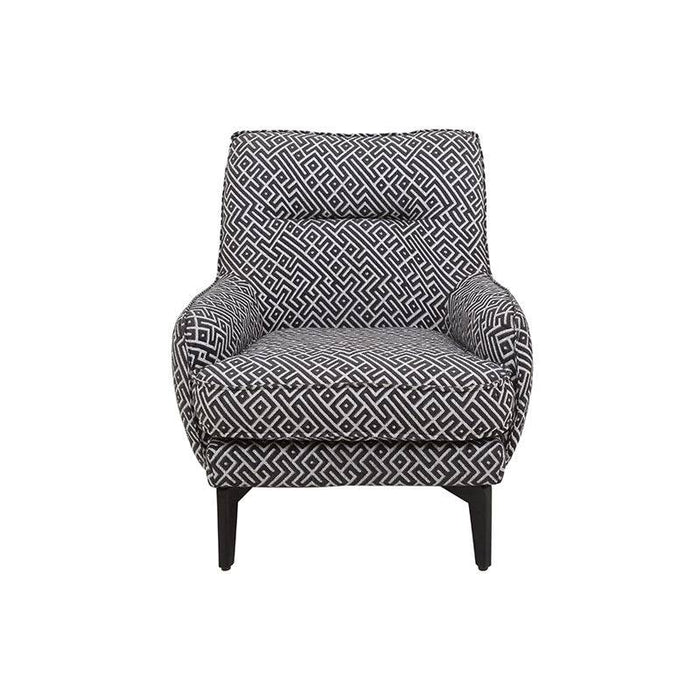 Sillón Andrea Essa de tapiz negro con respaldo y asiento acolchados, dimensiones aproximadas 75x86x85 cm.