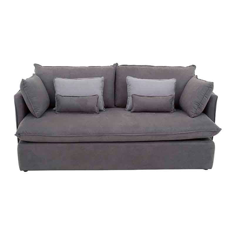 Sofá cama Calm de Deurope en gris Oxford, tapizado en tela, con respaldo y asientos cómodos, mide 214 cm de ancho.