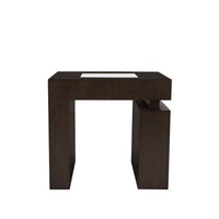 Mesa Lateral Tamayo Color  Wengue en Chapa de caoba con Placa de mármol Frente 60 cm Alto 60 cm Fondo 60 cm