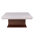 Mesa de Centro Mond Color Tabaco en Chapa de Caoba con Cubierta de mármol Belagio Frente 100 cm Alto 43 cm Fondo 100 cm