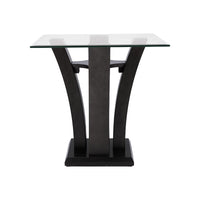 Mesa Lateral Tulip Color Wuengue en Madera Hack Berry con Cubierta de Cristal Frente 60 cm Alto 50 cm Fondo 60 cm