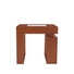 Mesa Lateral Tamayo Color Cerezo en Chapa de caoba con Placa de mármol Frente 60 cm Alto 60 cm Fondo 60 cm