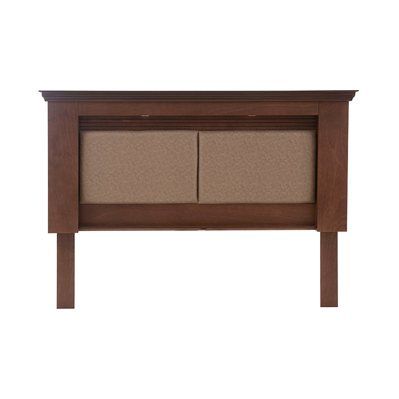 Cabecera Perth de madera de okume en acabado tabaco, con diseño industrial, dimensiones 211x148x17 cm, deurope.com.mx
