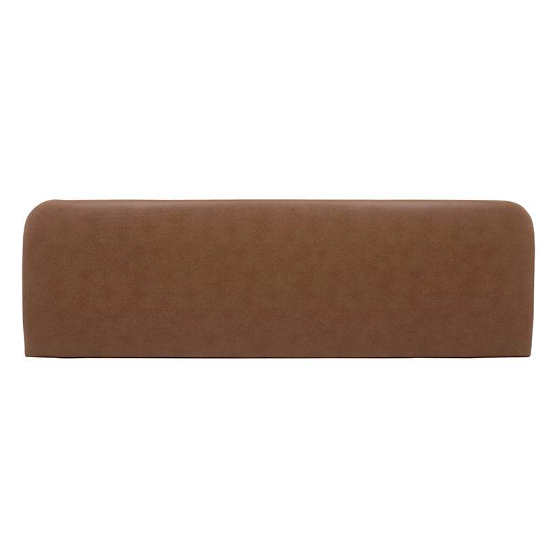 Cabecera húngaro de color terracota claro con tela tipo nobuck, medida 326 cm de ancho, 120 cm de alto y 10 cm de fondo.