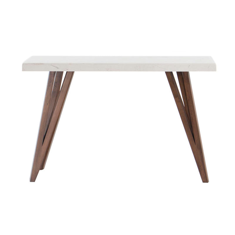 Juego de comedor Aragón de 6 piezas con estructura en madera de poplar y cubierta de mármol, deoupe.com.mx.