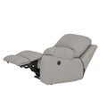 Módulo de sala Enzo III lateral derecho reclinable eléctrico en color gris, con descansabrazos y cojines cómodos.