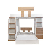 Litera Madox de Europer.com.mx en madera, con estructura robusta y espacio para dos camas, vista desde un ángulo lateral