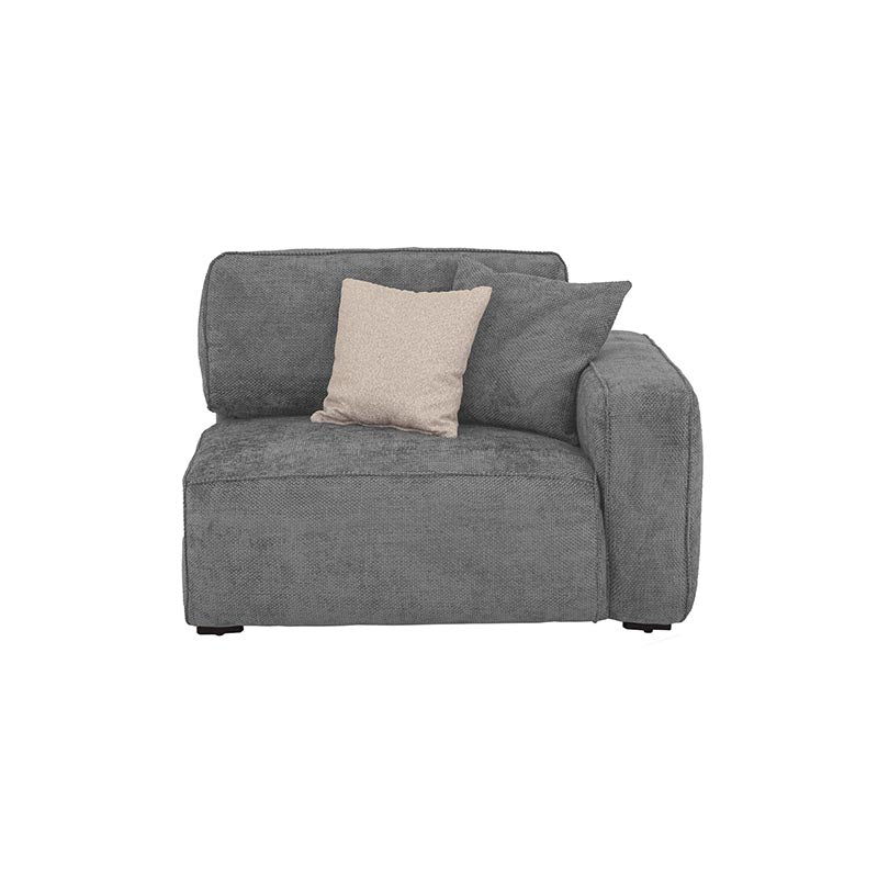 Sillón lateral derecho de la sala Megan, módulo de sala de Deurope, con cojines acolchados y estructura moderna en color neutro.