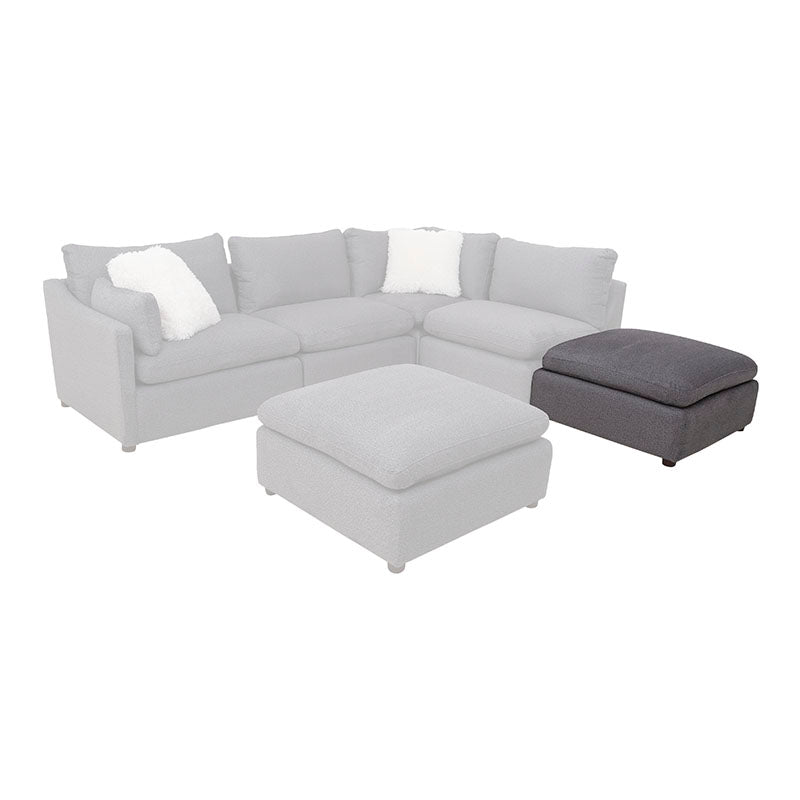 Taburete Color Gris Oscuro   en tejido plano con textura afelpada, dimensiones: Frente 93 cm Alto 45 cm Fondo 93 cm
