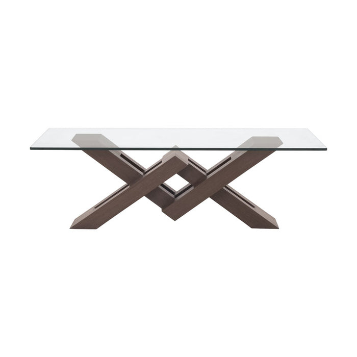 Mesa de centro Vemer de Deurope.com.mx con superficie de madera y patas de metal, estilo moderno y elegante para sala de estar.