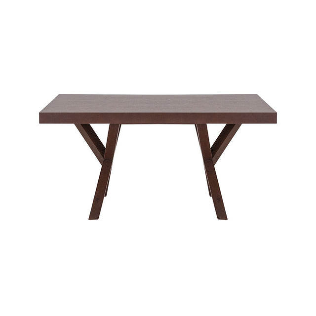 Mesa de comedor Ikaro de deurope.com.mx, vista superior mostrando superficie de madera clara y diseño moderno.