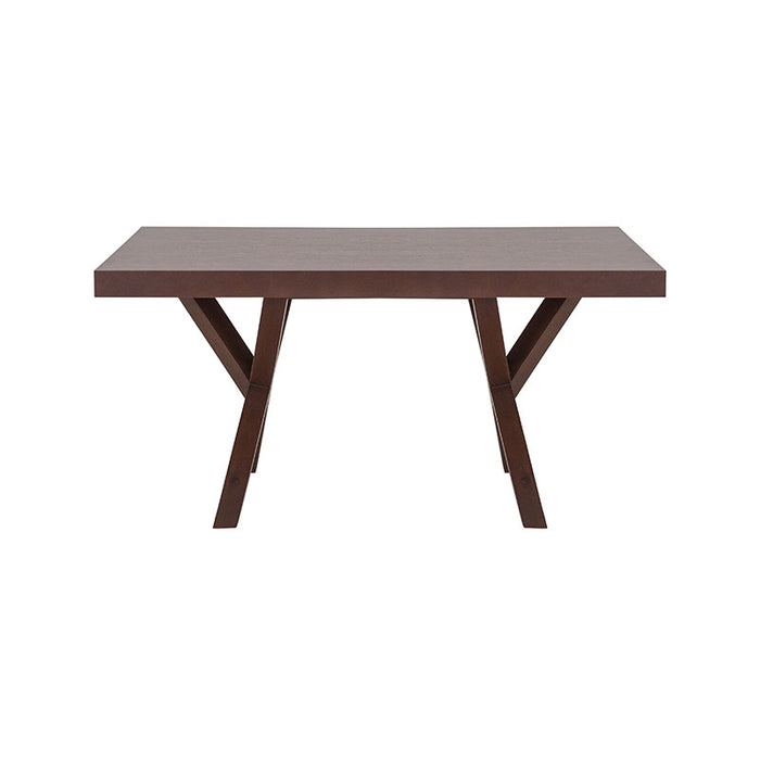 Mesa de comedor Ikaro de deurope.com.mx, vista superior mostrando superficie de madera clara y diseño moderno.