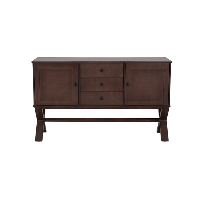 Buffet Ikaro de deurope.com.mx con acabado en madera clara y puertas de almacenamiento, diseño moderno y funcional.