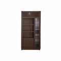 Torre derecha Toledo, mueble para TV de estilo moderno en color madera clara, con espacio para electrónicos y almacenamiento.