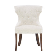 Sillón Tulip de color blanco con patas de madera, diseño elegante y moderno, ideal para sala o comedor.