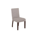 Silla de comedor Ikaro en color gris, con diseño moderno y estructura de madera, ideal para espacios elegantes y confortables