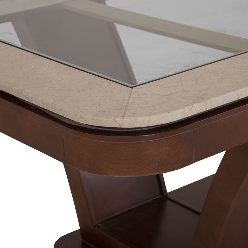 Mesa de comedor rectangular Hera de deurope.com.mx, superficie lisa y patas de madera en un ambiente moderno.