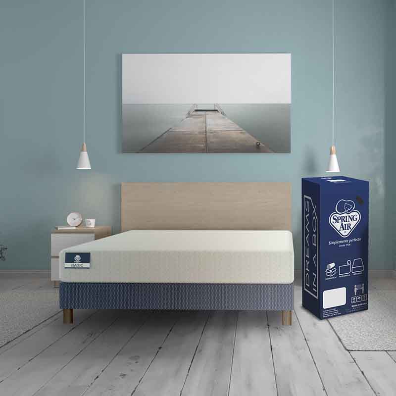 Colchón de Caja Spring Air Dreams In Box en Espuma de alta densidad con Tela Tejido de Punto, dimensiones: IND Frente 100 cm Alto 32 cm Fondo 190 cm