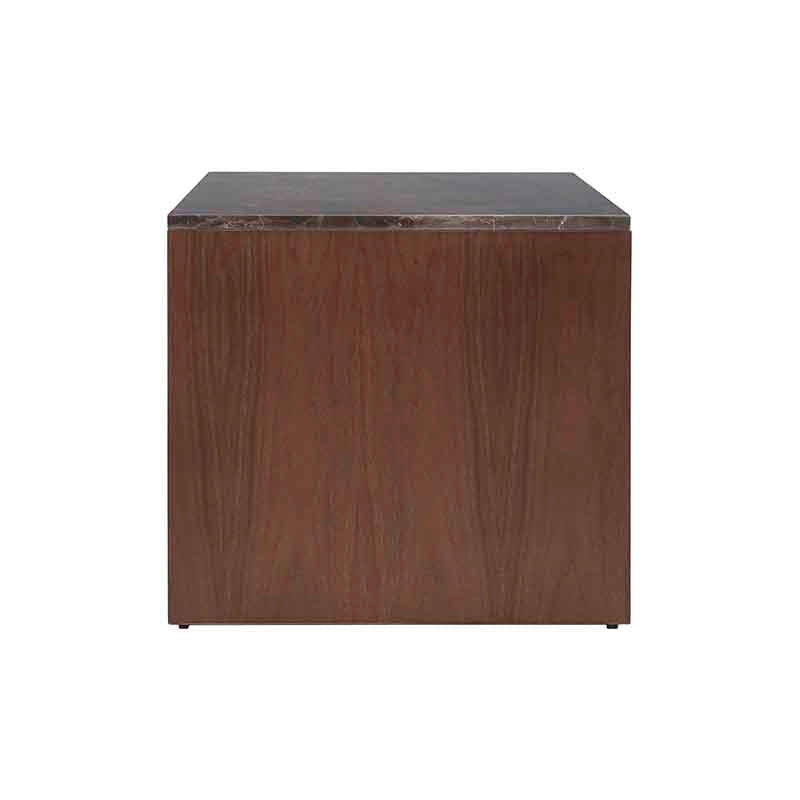 Mesa Lateral Berne Color Nogal / Gris en Chapa de nogal con Cubierta de mármol Santo Tomas 01