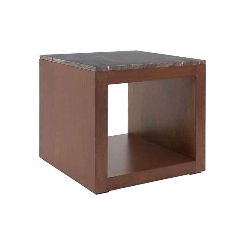 Mesa Lateral Berne Color Nogal / Gris en Chapa de nogal con Cubierta de mármol Santo Tomas 04